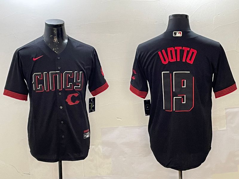 Men Cincinnati Reds 19 Uotto Black City Edition Game Nike 2025 MLB Jersey style 7